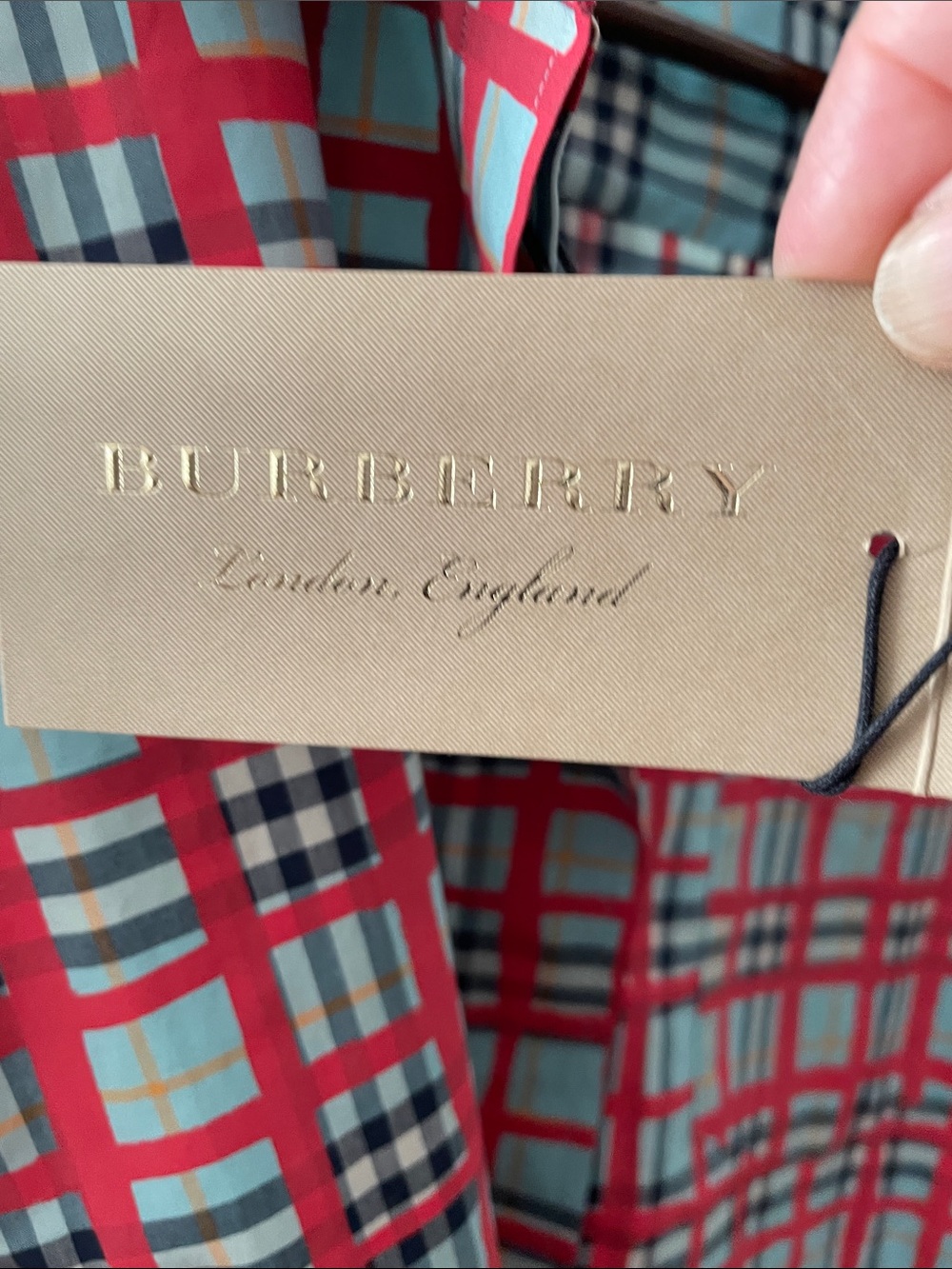 Burberry Red Plaid Trench Shirt Dress - Picture 2 of 5